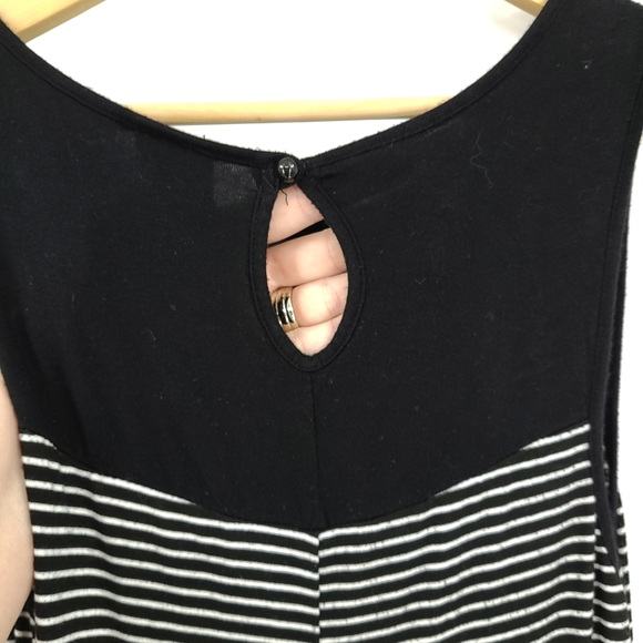 Bobeau Maxi Dress Black White Striped Hi Low S - Picture 6 of 8